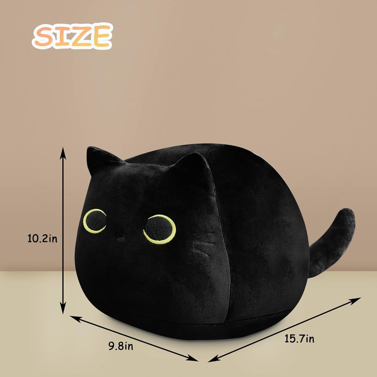 NBDIB Black Cat Plush Toy, 15.7 Inch Black Cat Pillow for Kids and Adults Soft Stuffed Animal Plush Toy Halloween Easter Christmas Birthday Gift