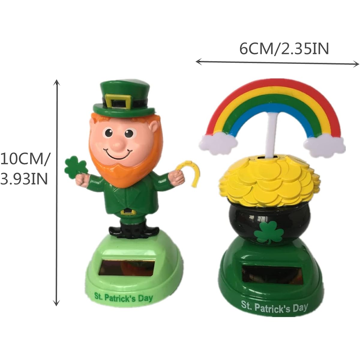 2pcs Solar Bobblehead Toys for Cars St. Patrick's Day Leprechaun Solar Powered Figures Swinging Numbers Dashboard Decorations Festive Gifts Home Window Desk Decorations