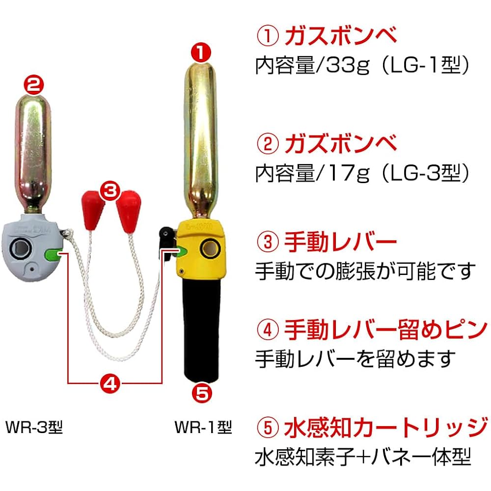 ocean life (ocean life) manual inflatable belt type ocean WR-3 type for small boats WR-3 type red for adults