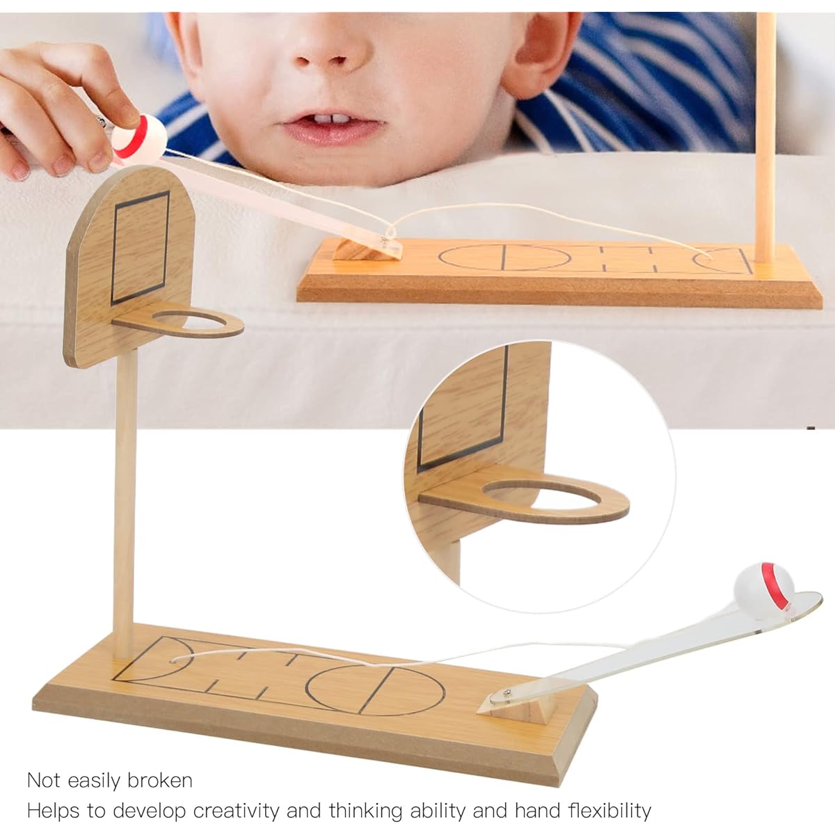 SOONALL Wooden Finger Basketball Shooting Game, Mini Desktop Basketball Game, Interesting Tabletop Basketball Game, Fun Sports Novelty Toys for Ages 3+