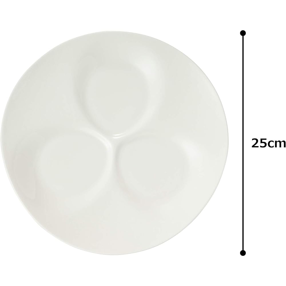 NARUMI Plate Styles White 25cm Round Triple Divider Plate Microwave Warmable 50617-3496