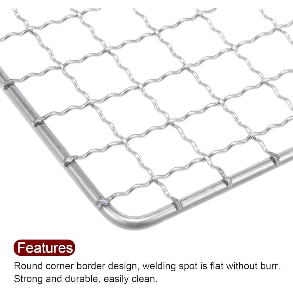 uxcell BBQ Grill Net Square 39cm x 24cm Stainless Steel Cross Wire BBQ Mesh Mat for Grilling Smoking Charcoal Grilling Roasting 2 Pieces