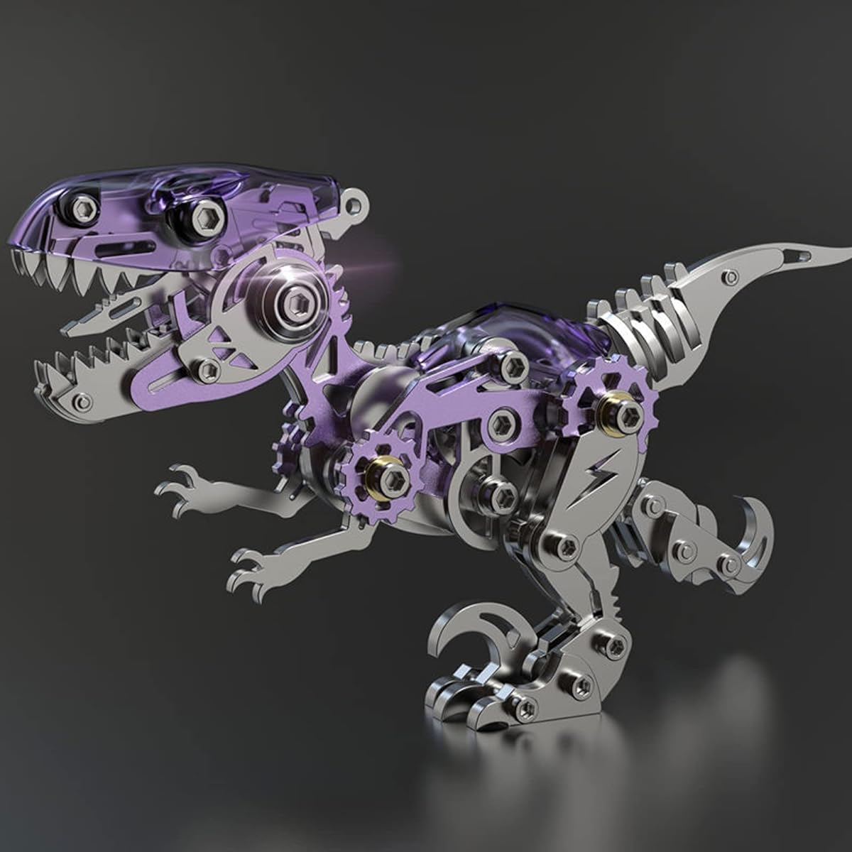 UpGLeuch Colorful 3D Metal Puzzle for Adults Dinosaur Metal Model Kit DIY Building Toys 3D Metal Velociraptor Model with Tools Adult Toy Gift