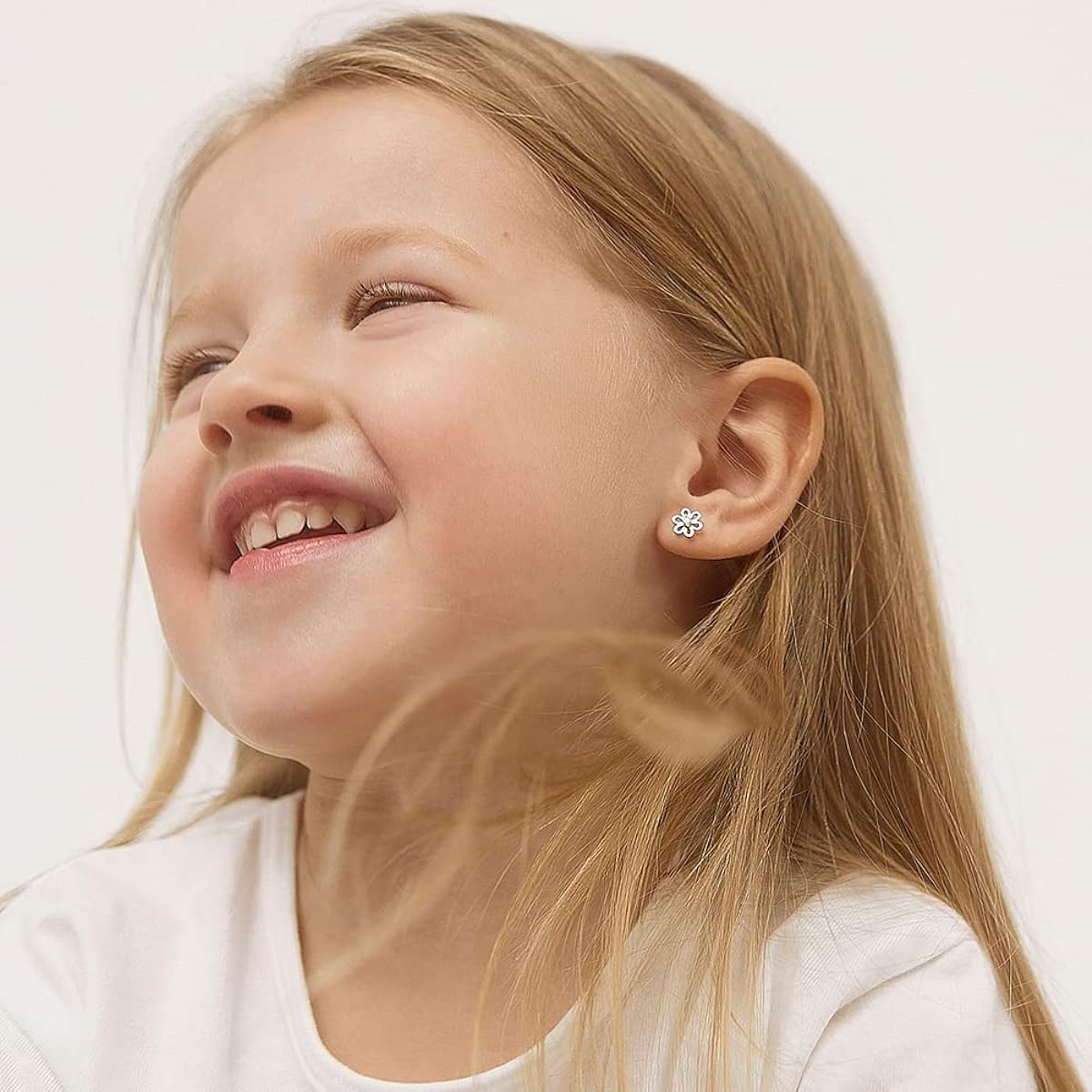 In Season Jewelry 925 Sterling Silver Pink CZ Little Flower Screw Back Earrings for Girls