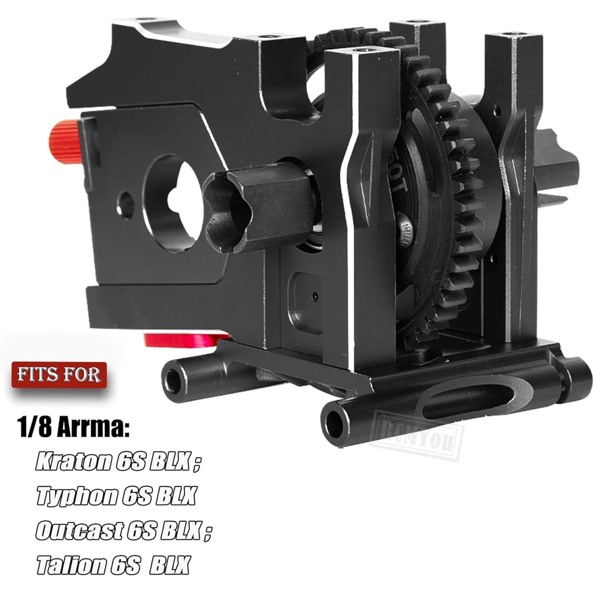 RCMYou 50T Center Differential/Aluminum Center Differential Mount/Differential Cover Mount/Slide Motor Mount Upgrade Parts for ARRMA 1/8 Typhon/Kraton/Outcast/Talion 6S BLX Black