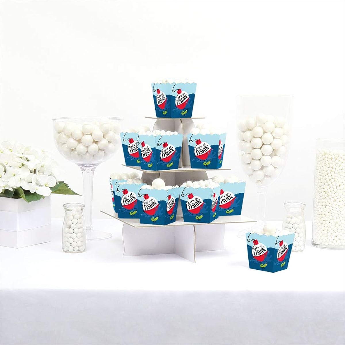 Big Dot of Happiness Let's Go Fishing - Party Mini Boxes - Fish Themed Birthday Party or Baby Shower Treat Boxes - Set of 12