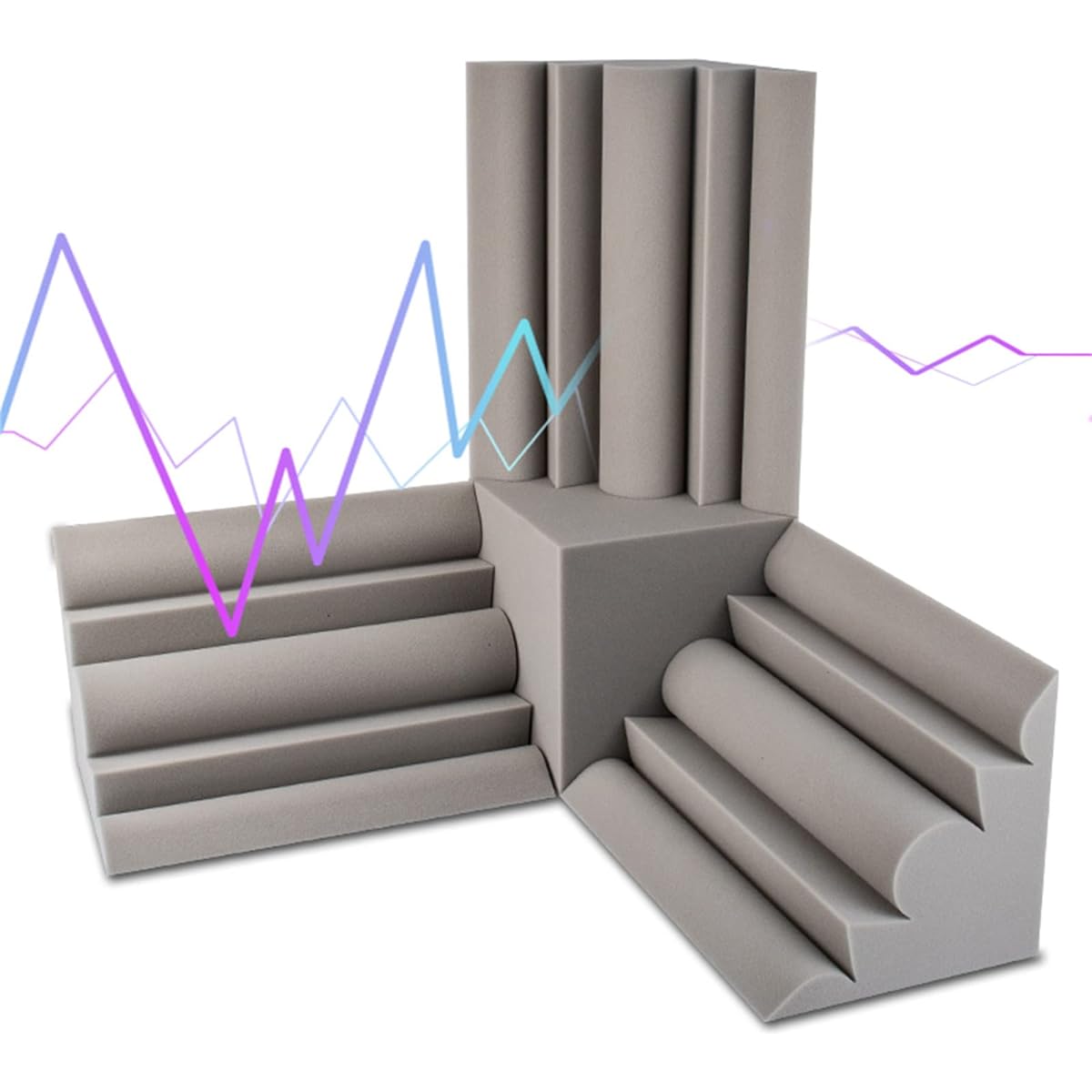 Bedroom Sound Absorbing Cotton, High Density Corner Sound Absorbing Foam, Soundproofing Treatment Accessories Set for Studio or Cinema (Black) (Purple)