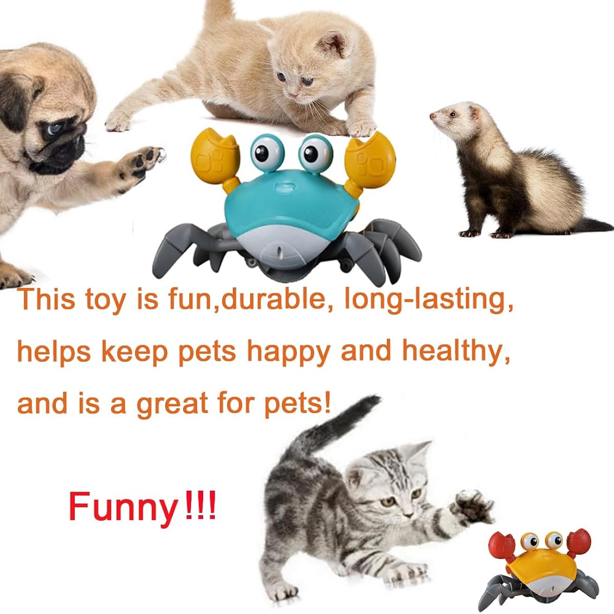Crawling Crab Toy, Escape Crab Toy for Dogs Cats Ferrets Pets Kids Sensing with Music Control Interactive Walking Dancing Toy Birthday Gift Entertainment Toddler Boys Girls