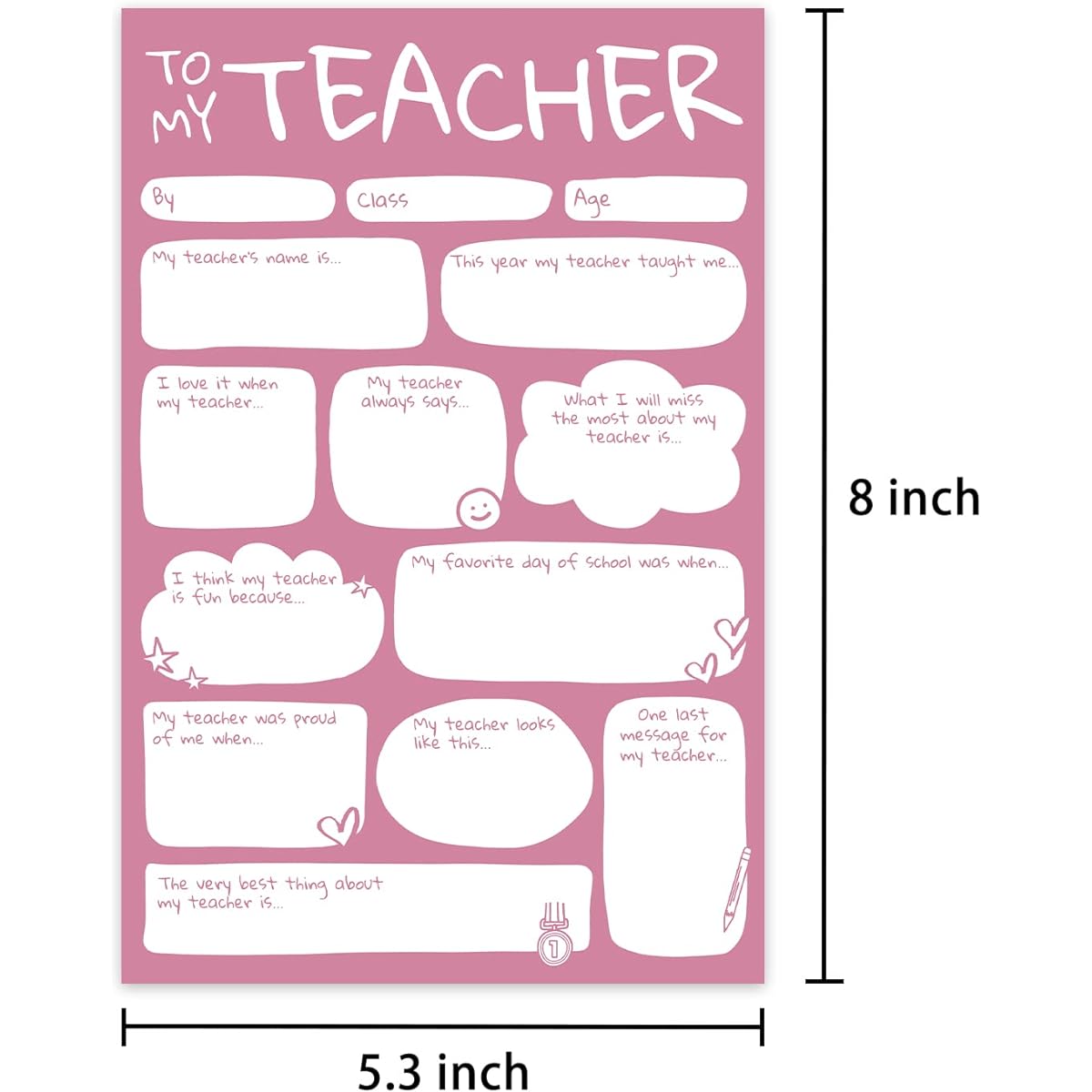 Ulbeelol Funny Teacher Cards Thank You Teacher Cards Teacher Appreciation Cards Fill In The Blanks Cards for Teachers DIY Cute Teacher Cards