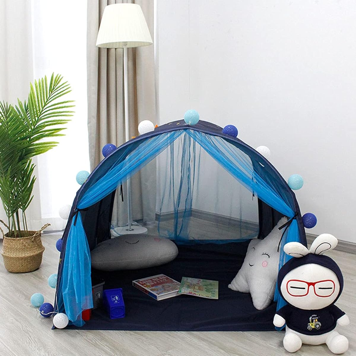 QIRUN Children's Bed Tent Indoor Tent Sleeping Tent Playhouse Kids Play Tent with Anti-Mosquito Net Privacy Space Sleeping Indoor Toy Game House Sleeping Bag Kids Tent with Storage Bag