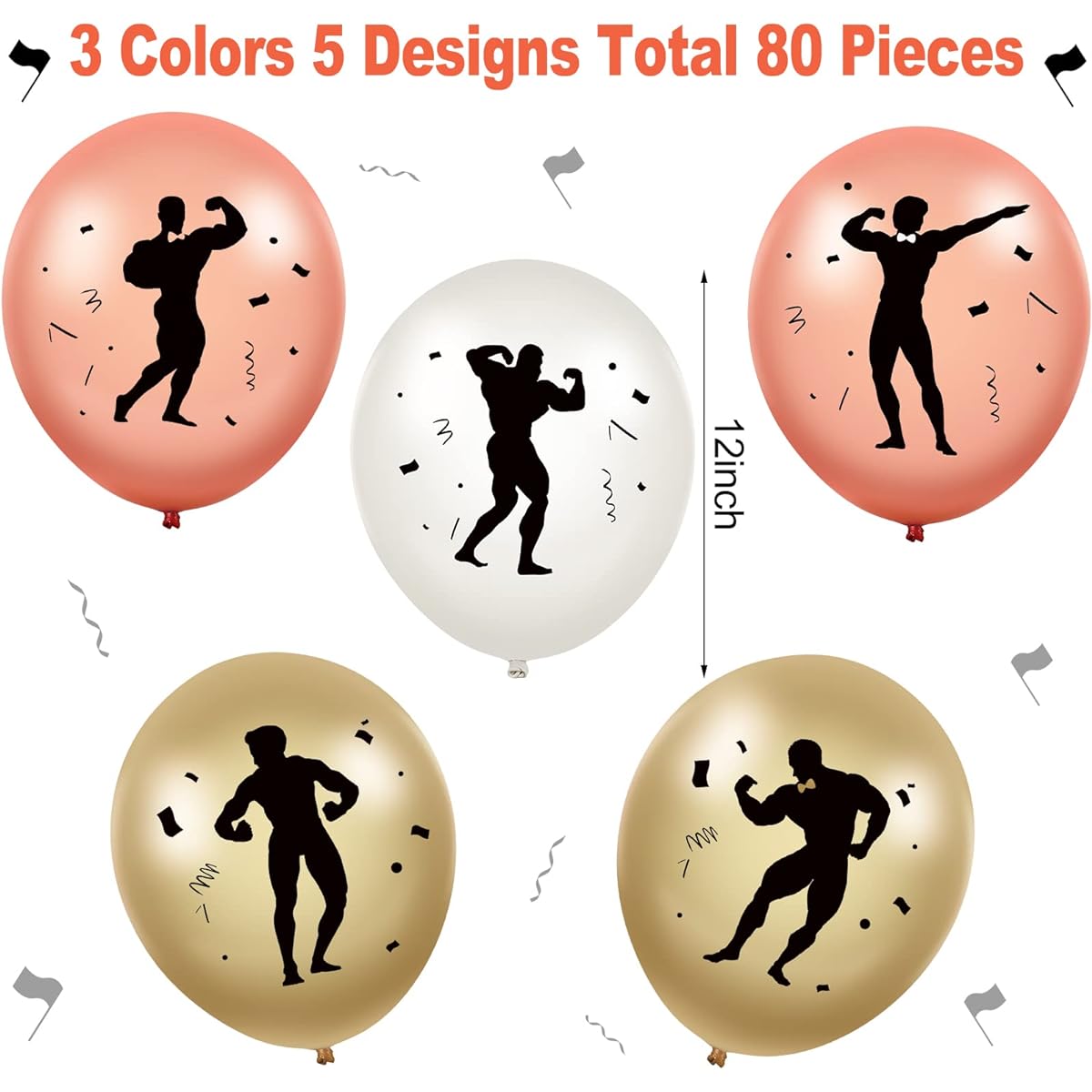 80 Pieces Bachelorette Party Balloons Decoration Men Stripper Latex Balloons Dancing Men Stripper Balloons 12 Inch Rose Gold Pink and White Naughty Dancer Balloons for Birthday Wedding Party