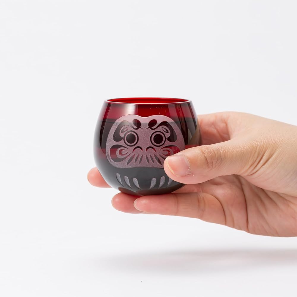 Floyd Sake Glass, Japanese Sake Glass, Cold Sake Cup, Set of 2, Pair Gift, Paulownia Box, Mt. Fuji Daruma Sake Set, Made in Japan, FG01-00105