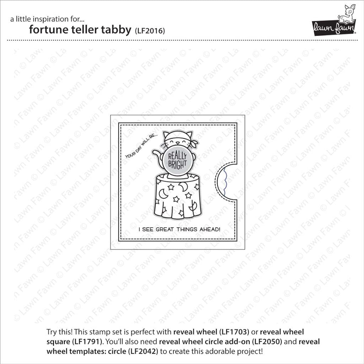 Lawn Fawn Clear Stamps 3"X4"-Fortune Teller Tabby -LF2016