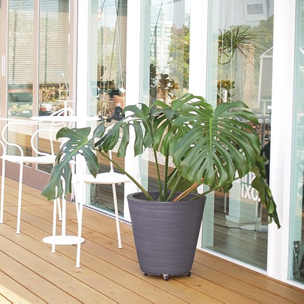 Plus Garden Flower Pot Cover for Shave Planter No. 10 with Casters Φ400mm No Bottom Hole Mustard Yellow Shigaraki Ware 281-05