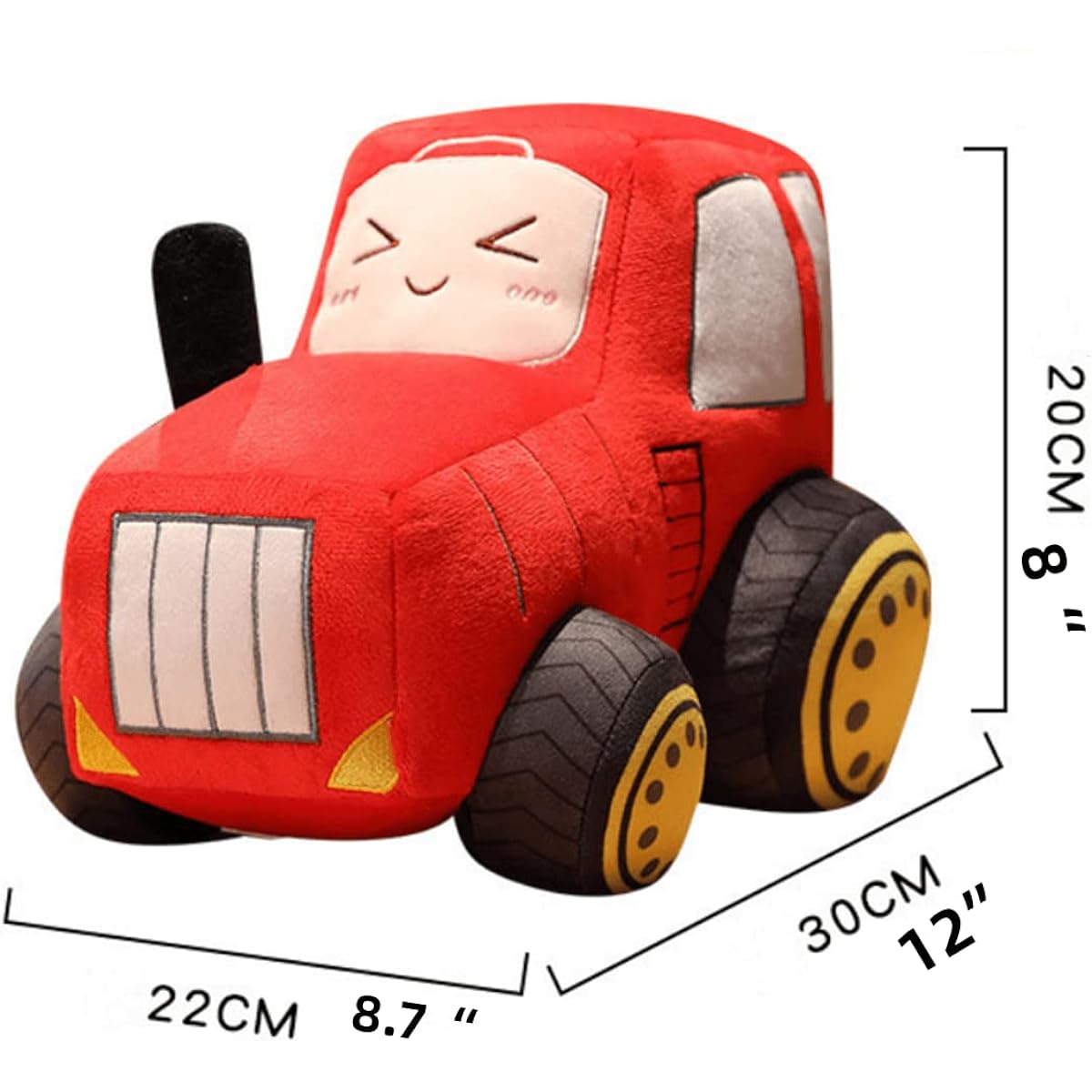 XIYUAN Car Plush Toy, Tractor Plush Toy, Truck Toy, Super Cute Car Stuffed Animal Pillow - Soft Plush Toy for Little Boys, Girls, Babies, Toddlers - Great Gift (Red)