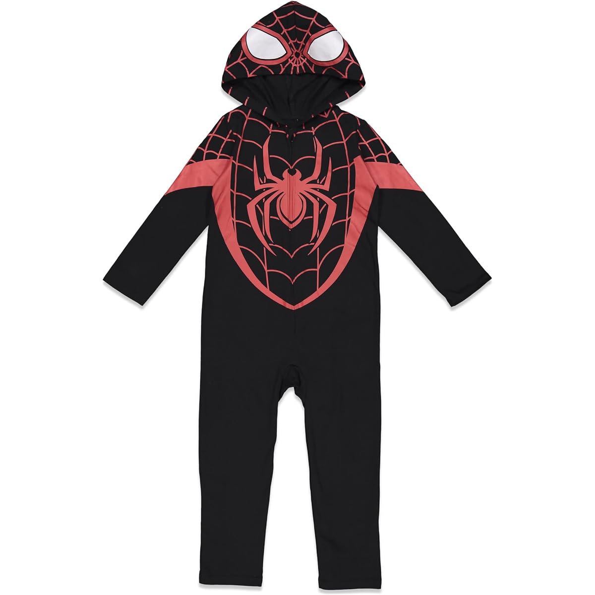 Marvel Spider-Verse Miles Morales Zip-Up Cosplay Costume Coverall for Toddlers and Small Kids