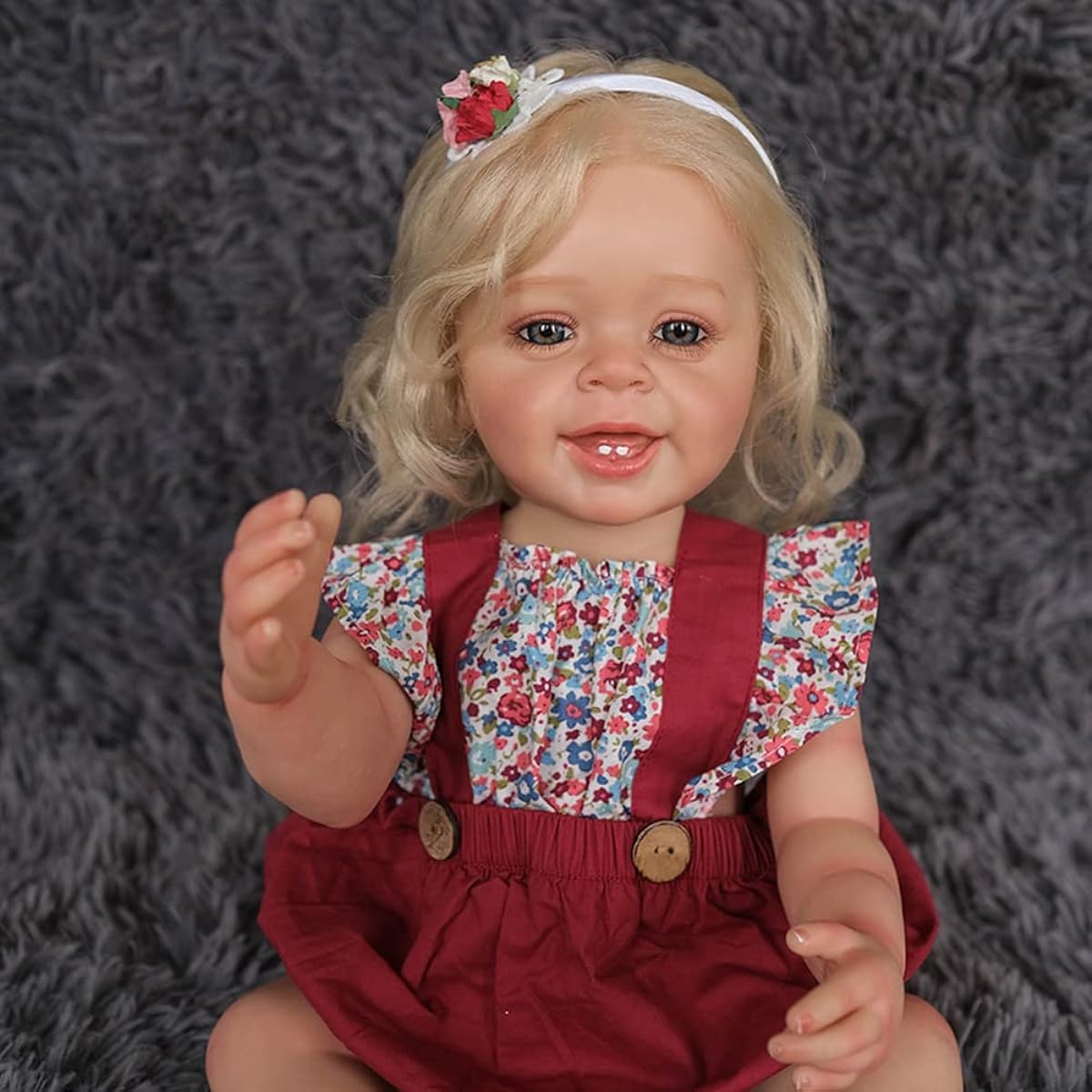 Lonian 22inch 55cm Full Body Silicone Reborn Doll Hand Detail Painting,Realistic 3D Skin Tone with Visible Veins Genesis Painted Doll (Brown eyes)