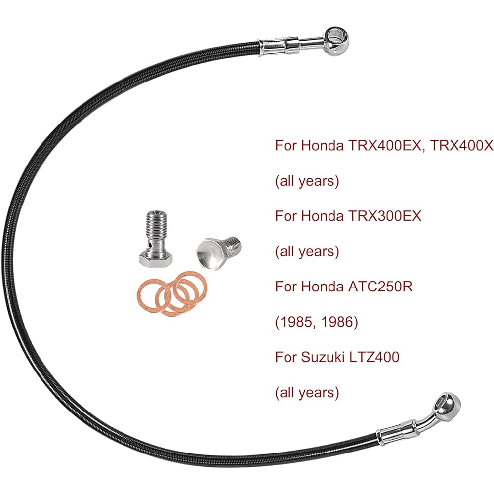 Rear Brake Line Kit ATV Black for Honda TRX400EX, TRX400X, TRX300EX (All Year), ATC250R (1985, 1986), Suzuki LTZ400