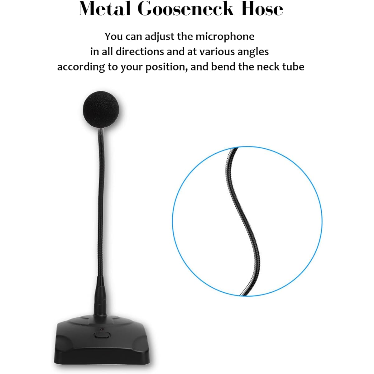 EBTOOLS Wired Microphone 360 Degree Omnidirectional High Sensitivity Noise Reduction Desktop Gooseneck Microphone with 5m XLR Cable Perfect for Meetings, Audio, Gaming, Karaoke