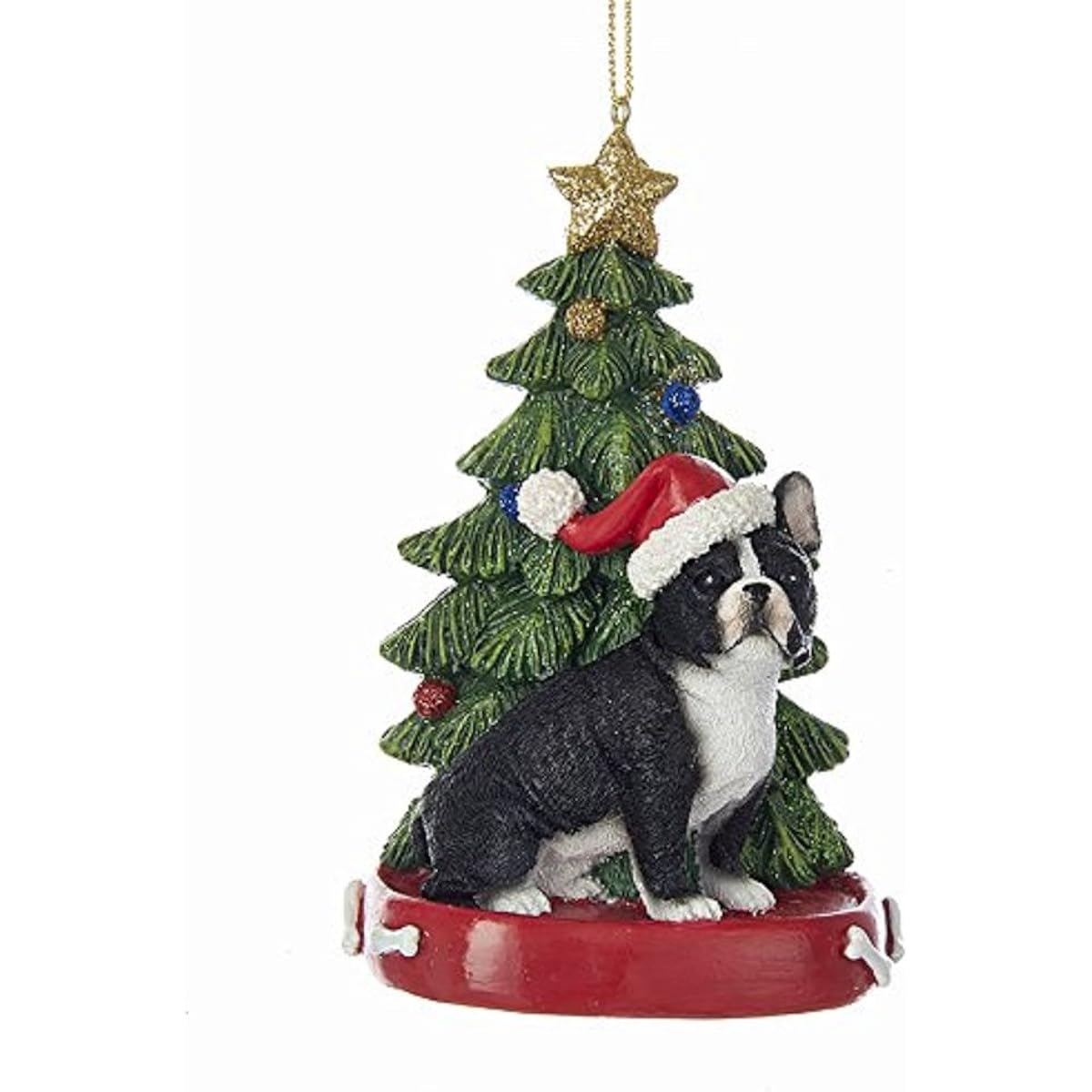 Personalize French Bulldog With Christmas Tree ane Light Ornament