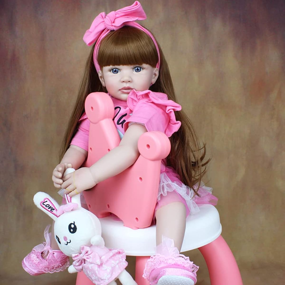 60CM Soft Silicone Reborn Baby Doll 24inch Princess Toddler Long Hair Girl Lovely Kid Birthday Gift