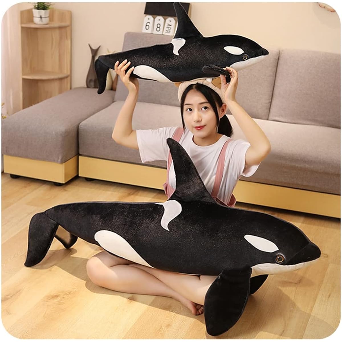 Killer whale 130cm extra large realistic soft squishy large stuffed animal bedding hug pillow stuffed animal cute marine animal bedding celebration fluffy co-sleeping girl child gift fluffy big size toy decoration black