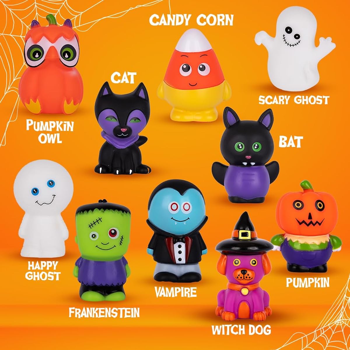 ArtCreativity Assorted Halloween Rubber Characters for Kids - 10 Pack - Assorted Halloween Figures, Trick or Treat Supplies, Goodie Bag Fillers, Party Favors, Halloween Themed Bathtub Toys