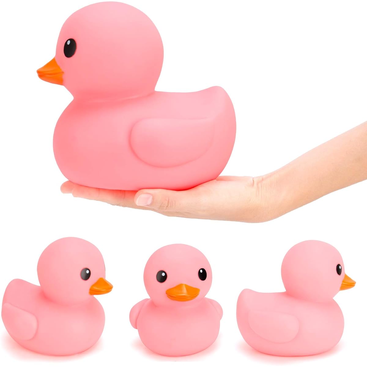 Jumbo Rubber Duck Bath Toy - Giant Duck Baby Shower Birthday Party Favors 8" (Pink)