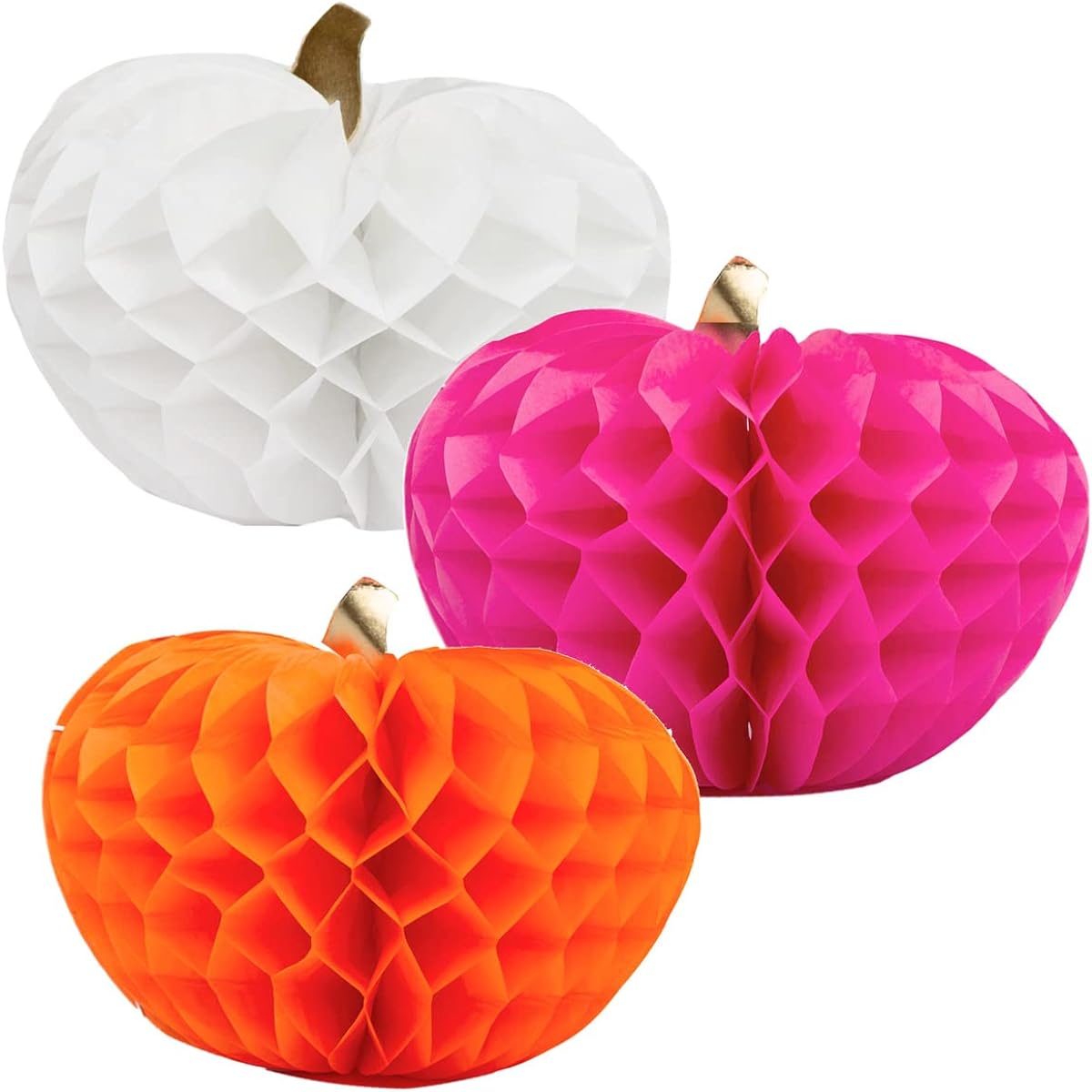 Talking Tables Pumpkin Decoration Halloween Party | Pink Orange White Paper Honeycomb | Thanksgiving Table Decoration for Entranceway Fall