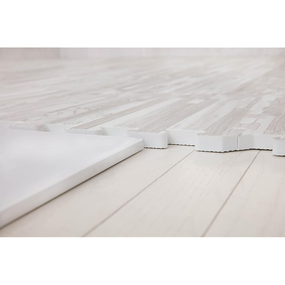 Little Princess Flame Retardant Antibacterial Floor Mat White Wood (36 square mats, 16 edge mats, 8 corner mats)