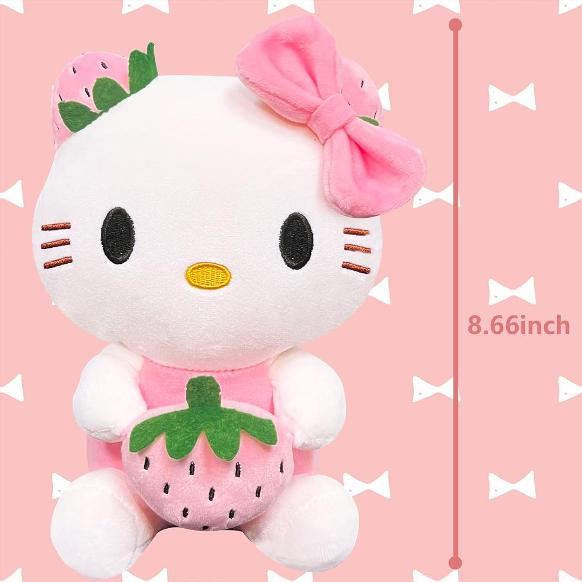 Kitty Plush Toy 8.6 Inch Kawaii Cartoon Strawberry Stuffed Animal Doll Cute Kitty Soft Plush Figure Toy Birthday Gift for Girls