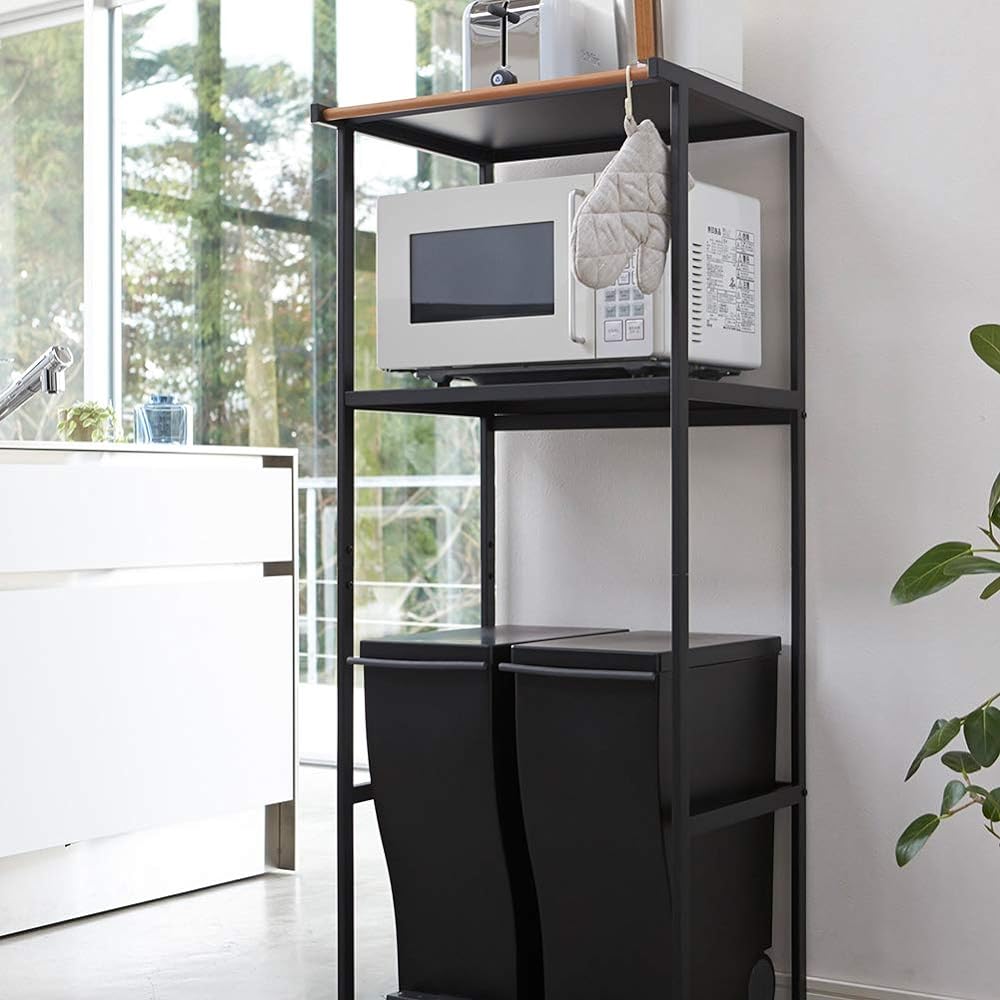 Yamazaki Jitsugyo Trash Top Rack Black Approx. W55XD45XH130cm Tower Kitchen Rack 2860