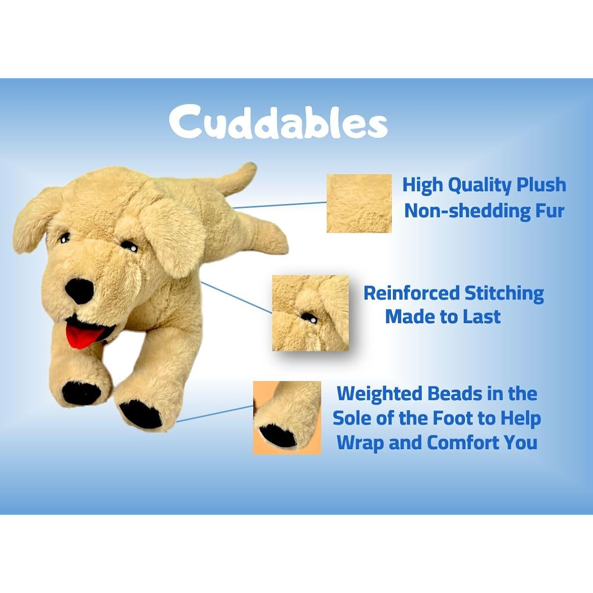 Cuddables 3.5 lb Weighted Plush Toy - For Anxiety and Stress Relief - No Lavender - Great Gift for Adults and Kids