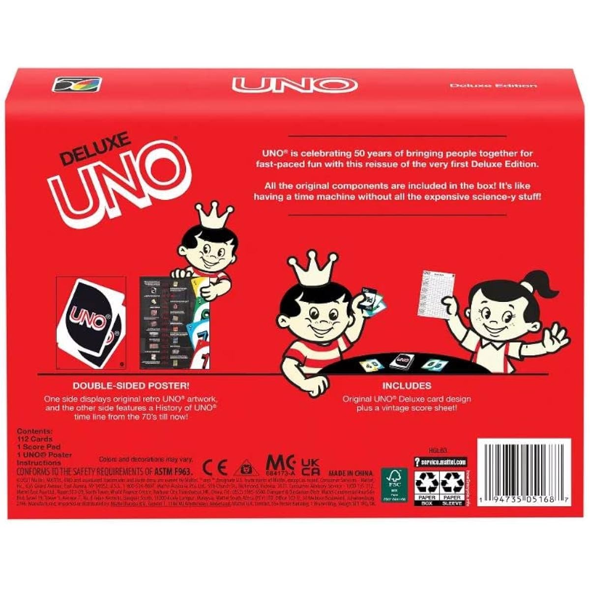 Deluxe UNO Card Game American Family Card Game Sensation! 50th Anniversary Reprint