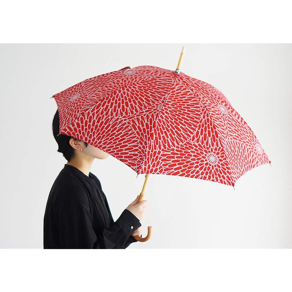 Made in Japan, Isago pattern, long umbrella, 50cm, ladies, for both sun and rain, hand opening, umbrella bag included, wrapping cloth, Japanese pattern, UV protection, Komiya Shoten