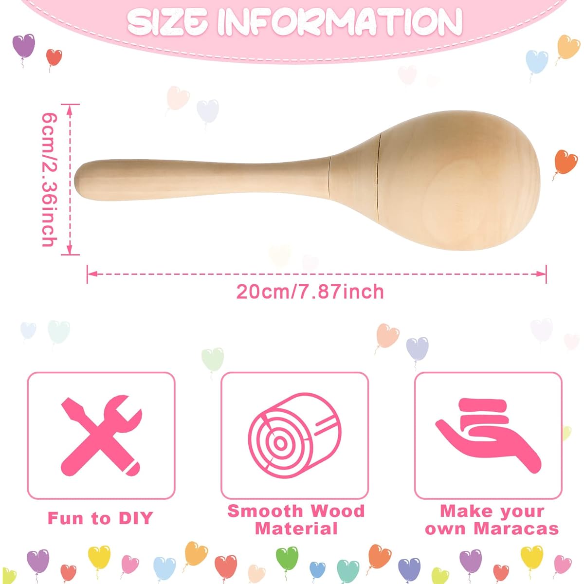 6 Pieces DIY Wooden Maracas Unfinished Hand Painted Maracas Party Supplies Wooden Rumba Shaker Hand Percussion Rattle Musical Instrument Clear Sound Kids Adults Party Game Painting Craft