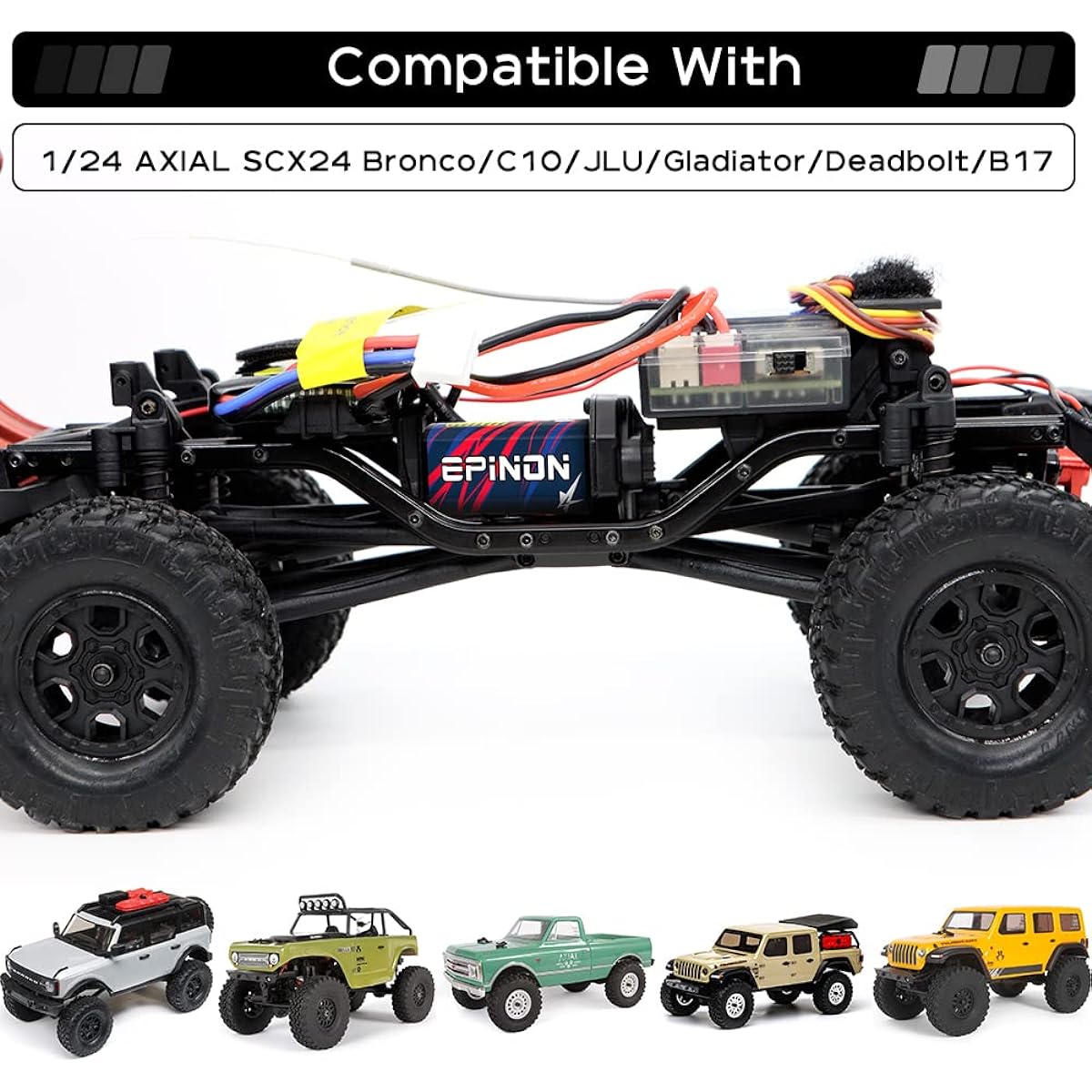 EPINON 050 50T Brushed Motor with Metal Mount AXIAL SCX24 Motor Bronco C10 JLU Gladiator Deadbolt B17 1/24 Axial SCX24 Upgrade Parts