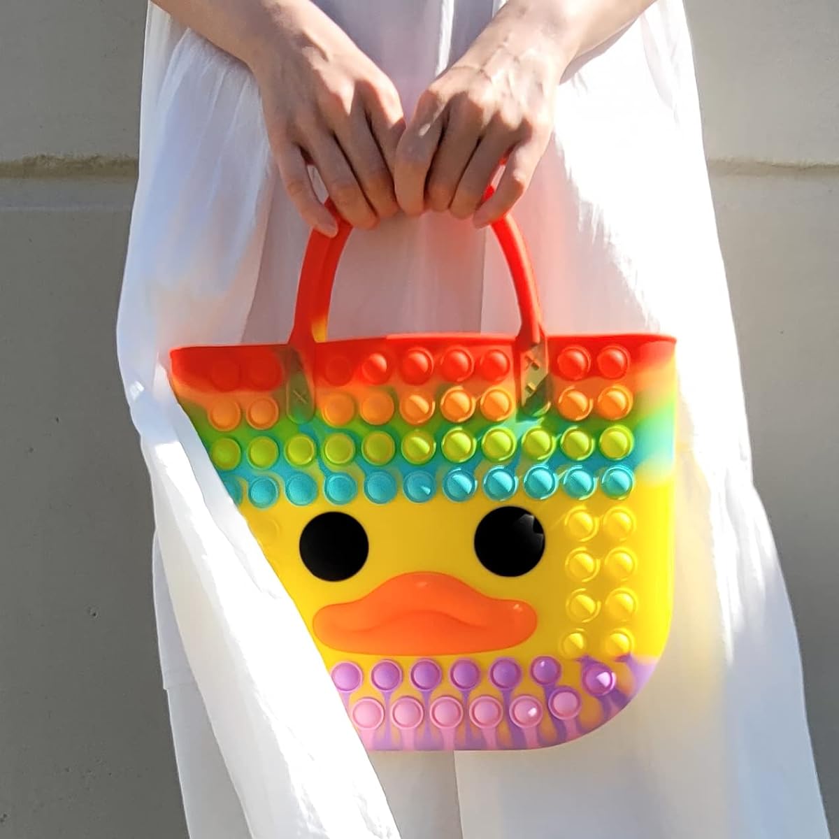 BABANA Girl's Fidget Purse - Bubble Push Pop Bag with Crazy Eyes Silicone Fidget Hand Handbag for Kids | Birthday Easter