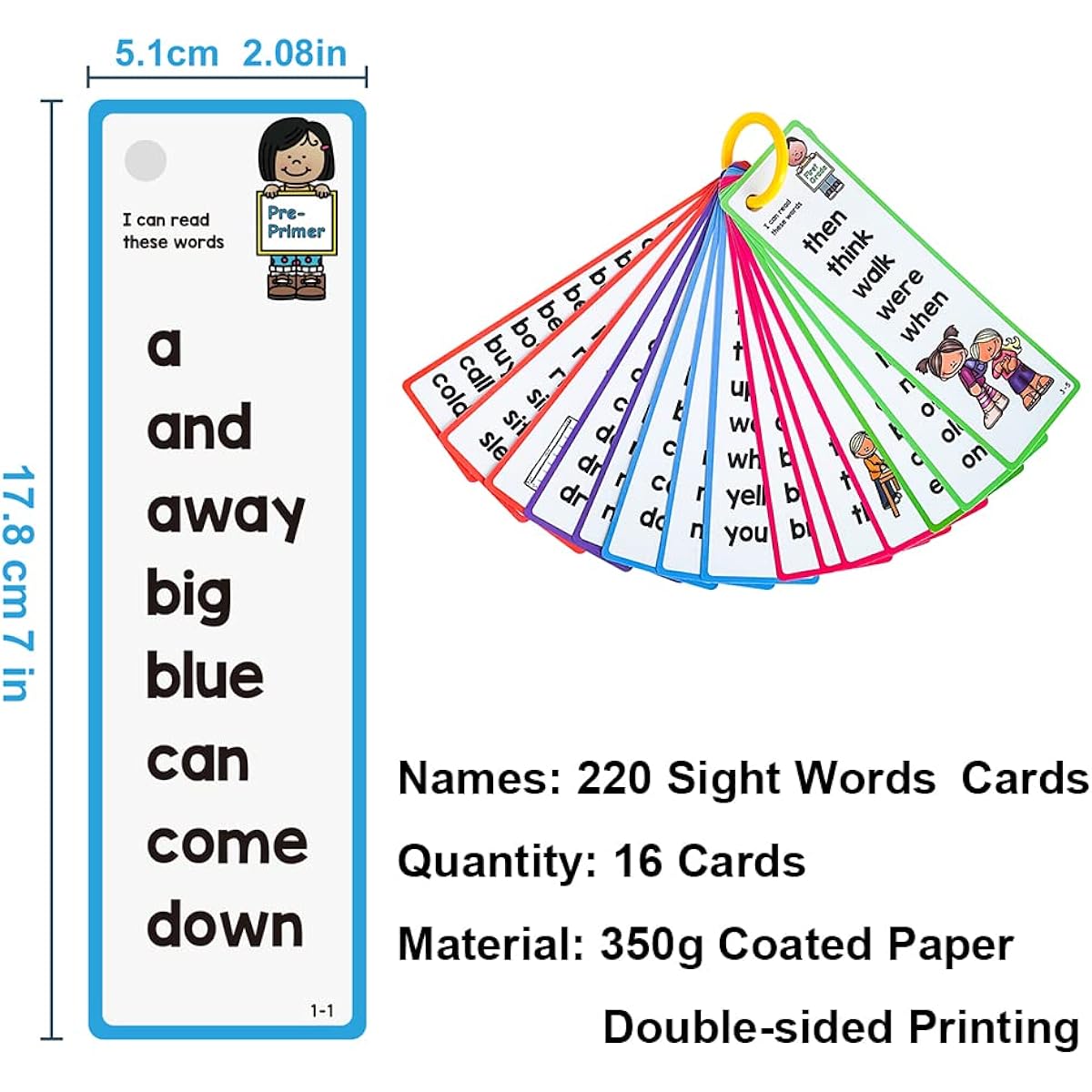 Lachily 220 Sight Word Flashcards High Frequency 220 Words Beginning Reading Kindergarten to Grade 1 ESL Materials Autism Learning Materials Vocabulary Building