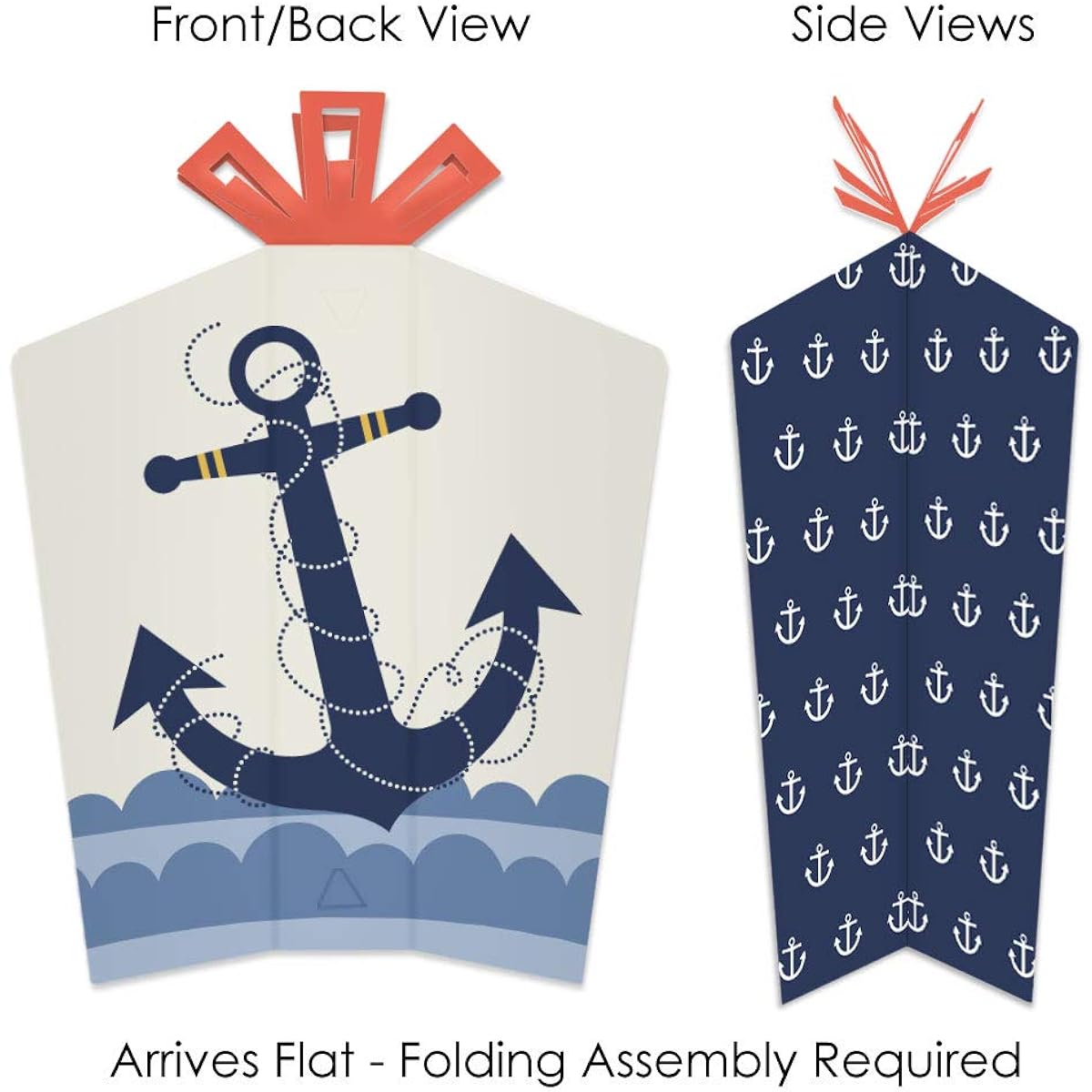 Big Dot of Happiness Ahoy - Nautical - Table Decorations - Baby Shower Birthday Party Foldable Flare Centerpieces - 10 Pieces