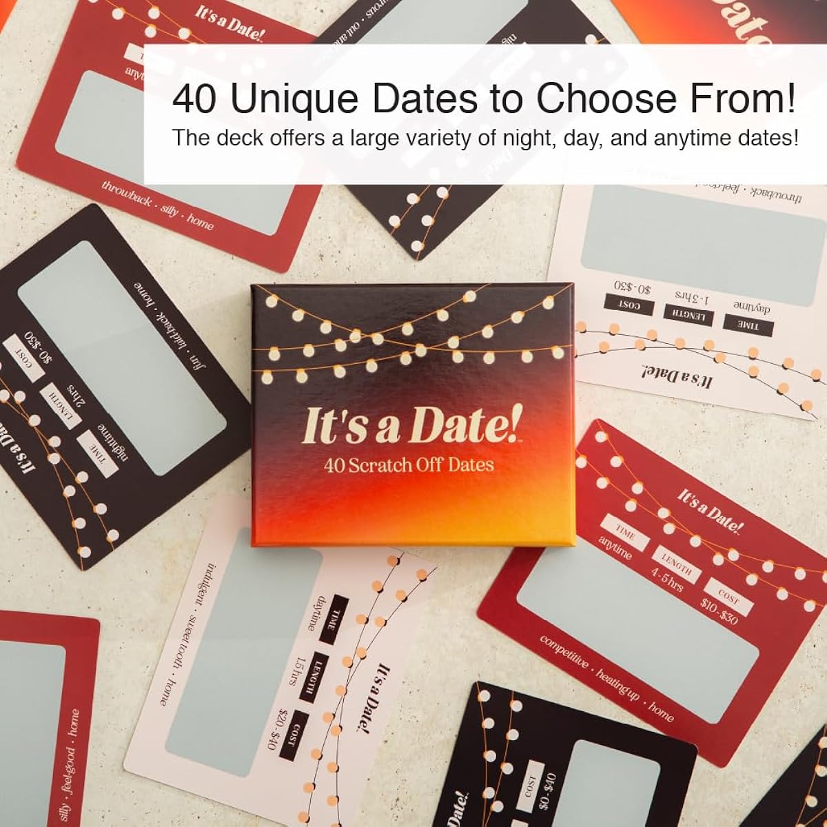 It's a Date!™ - 40 Fun and Romantic Scratch Off Date Ideas for Couples, Night Cards for Girlfriend, Boyfriend, Wife, Husband, Couples Gifts Night, Wedding, Anniversary