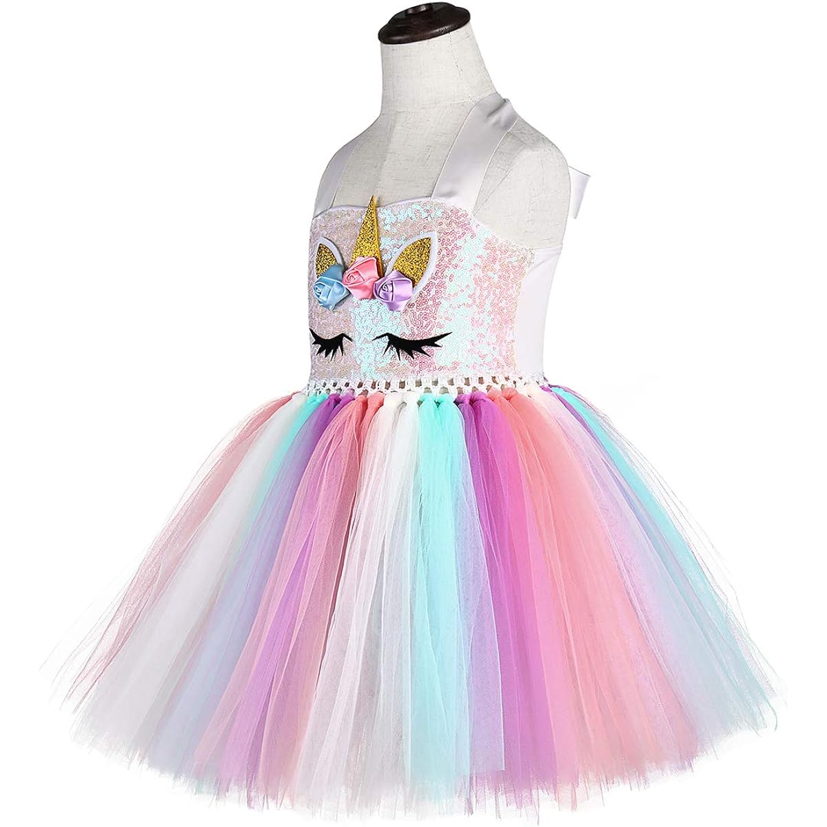 Tutu Dreams Sequin Unicorn Dress with Wings and Headband for Girls 1-10 Years Old Birthday Spring Easter Party Gift 3 Piece Set