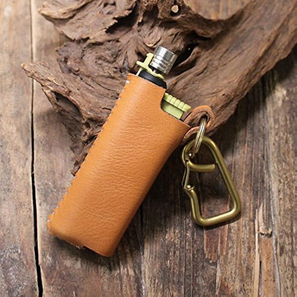 What will be will be SOTO Slide Gas Torch Handmade Genuine Leather Cover Outdoor Camping Leather Color (Camel) Stitching (Dark Brown)