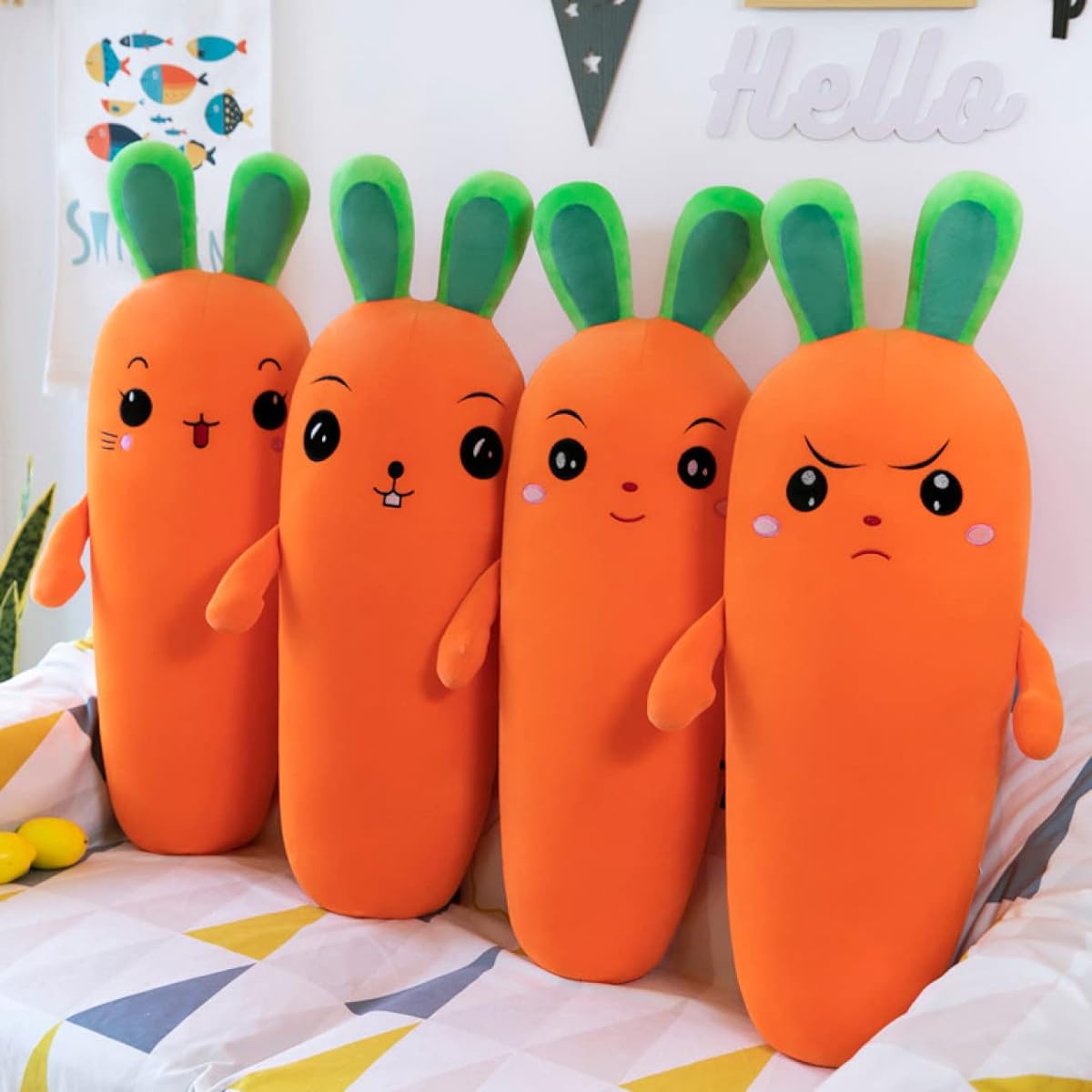 M. ASSOLATO Carrot Body Pillow, Sewn Vegetable Pillow, Stuffed Toy/Pregnant Woman, Sleeping Together, Doll, Cushion, Carrot, Fluffy, 130cm, Zipper, Washable, Fluffy, Office, Store Decoration, Birthday, Gift, Design, Celebration, Orange, Large Size