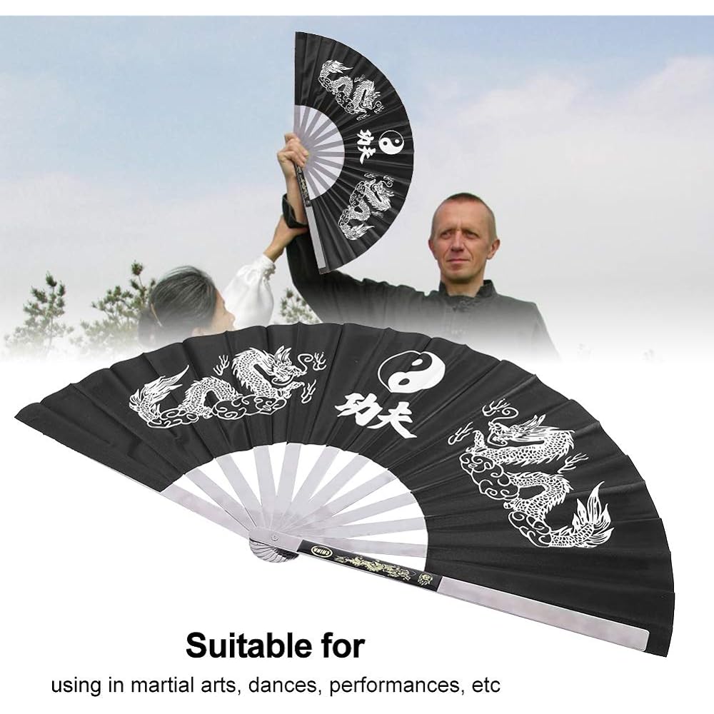 Tai Chi Fan, Chinese Fan, Chinese Style Kung Fu Fan, Tai Chi, Stainless Steel, Martial Arts, Dance, Lightweight, Durable, Foldable, For Tai Chi Training, Dance, Available in 3 Colors (Black)