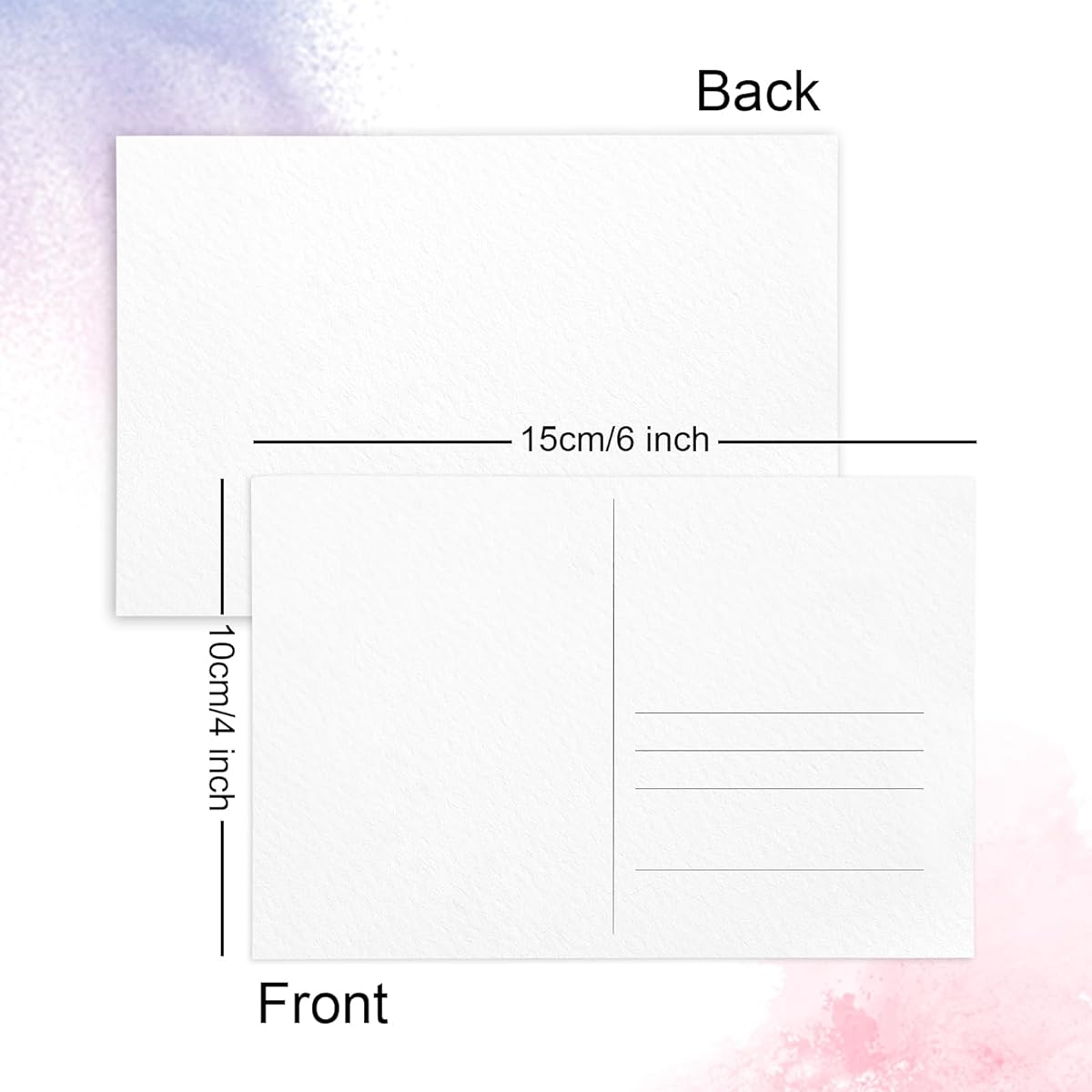 50 Sheets Watercolor Postcards 100% Cotton 140lb/300gsm Blank Postcards 4x6 inch Watercolor Paper Postcards Watercolor Journal DIY Mailing Painting Invitations Greeting Cards