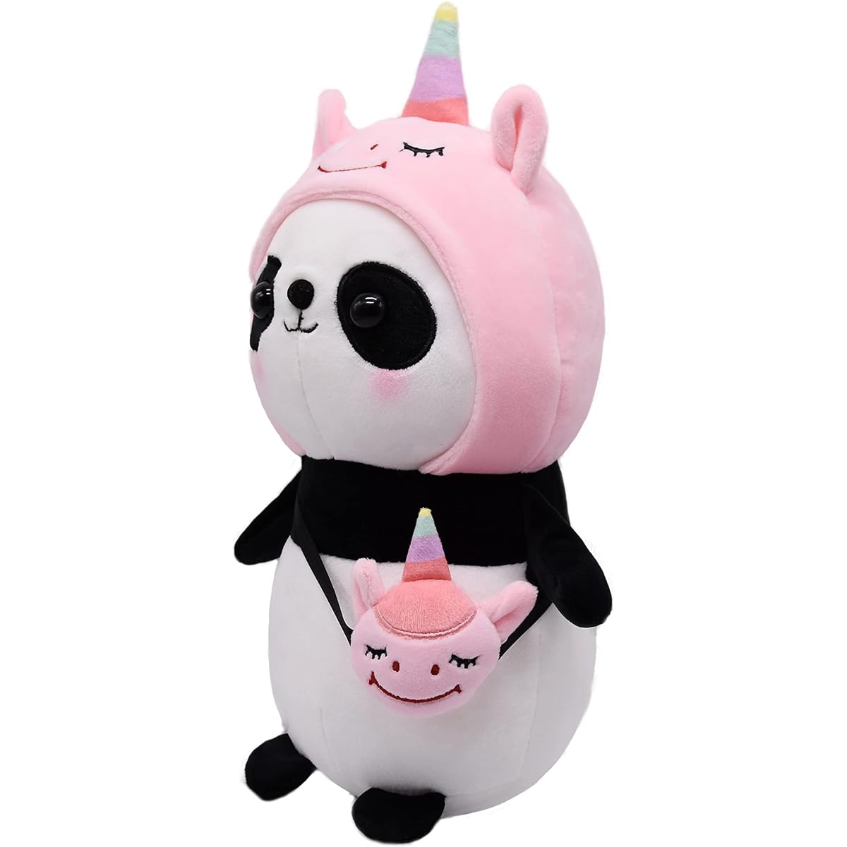 Cuddly Pandacorn Plush Soft Stuffed Animal Panda Bear with Adorable Unicorn Style Costume and Messenger Bag Super Cute Pandacorn for Kids Birthday and Party Supplies 12 Inch (Unicorn)