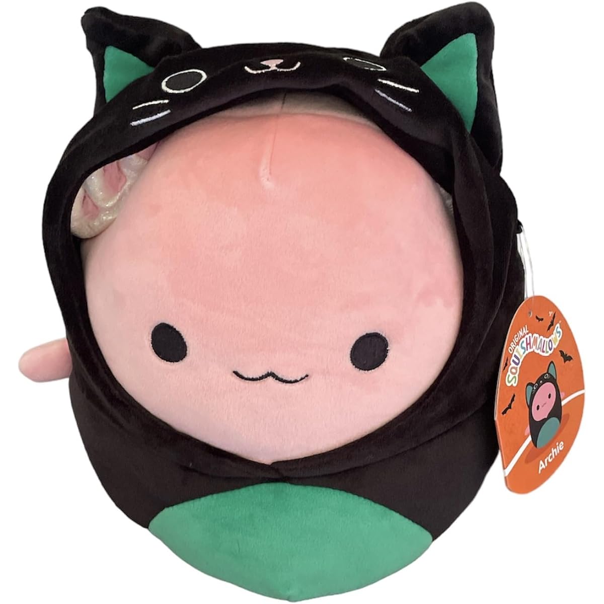 Squishmallows 8" Halloween Archie Pink Axolotl Cat Costume Plush - Officially Licensed Kelly Toy Plush - Collectible Soft & Squishy Plush Toy - Gift for Kids, Girls, and Boys - 8"