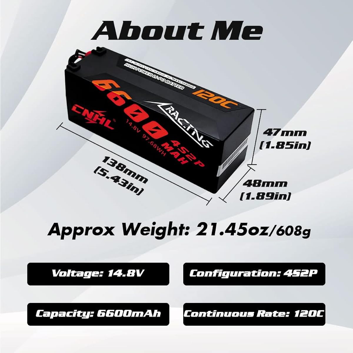 CNHL 6600mAh 4S Lipo Battery 14.8V 120C with EC5 Plug for RC Car RC Airplane/Truck Heliplane Multi-Motor Hobby DIY Parts (2 Pack)