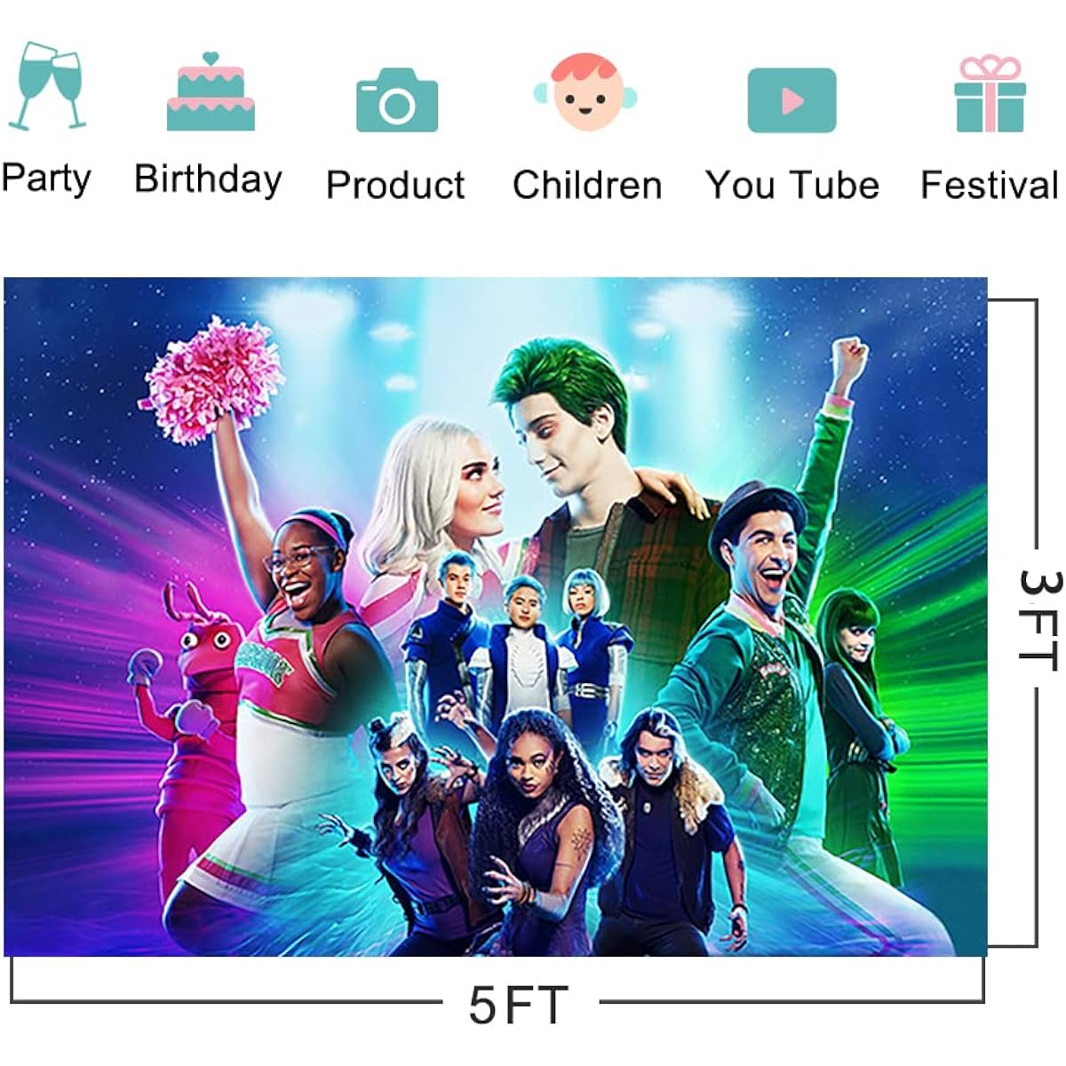 Birthday Party Supplies Zombie Backdrop 5x3ft Zombie 3 Photo Background Zombie 3 Theme Baby Shower Banner for Birthday Cake Table Decoration